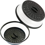 2 Pack Microwave Plate Cover 10.5" Round Vented Collapsible Splatter Proof Easy Grip