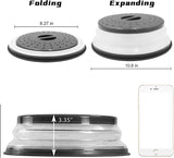 2 Pack Microwave Plate Cover 10.5" Round Vented Collapsible Splatter Proof Easy Grip