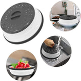 2 Pack Microwave Plate Cover 10.5" Round Vented Collapsible Splatter Proof Easy Grip