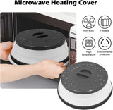 2 Pack Microwave Plate Cover 10.5" Round Vented Collapsible Splatter Proof Easy Grip