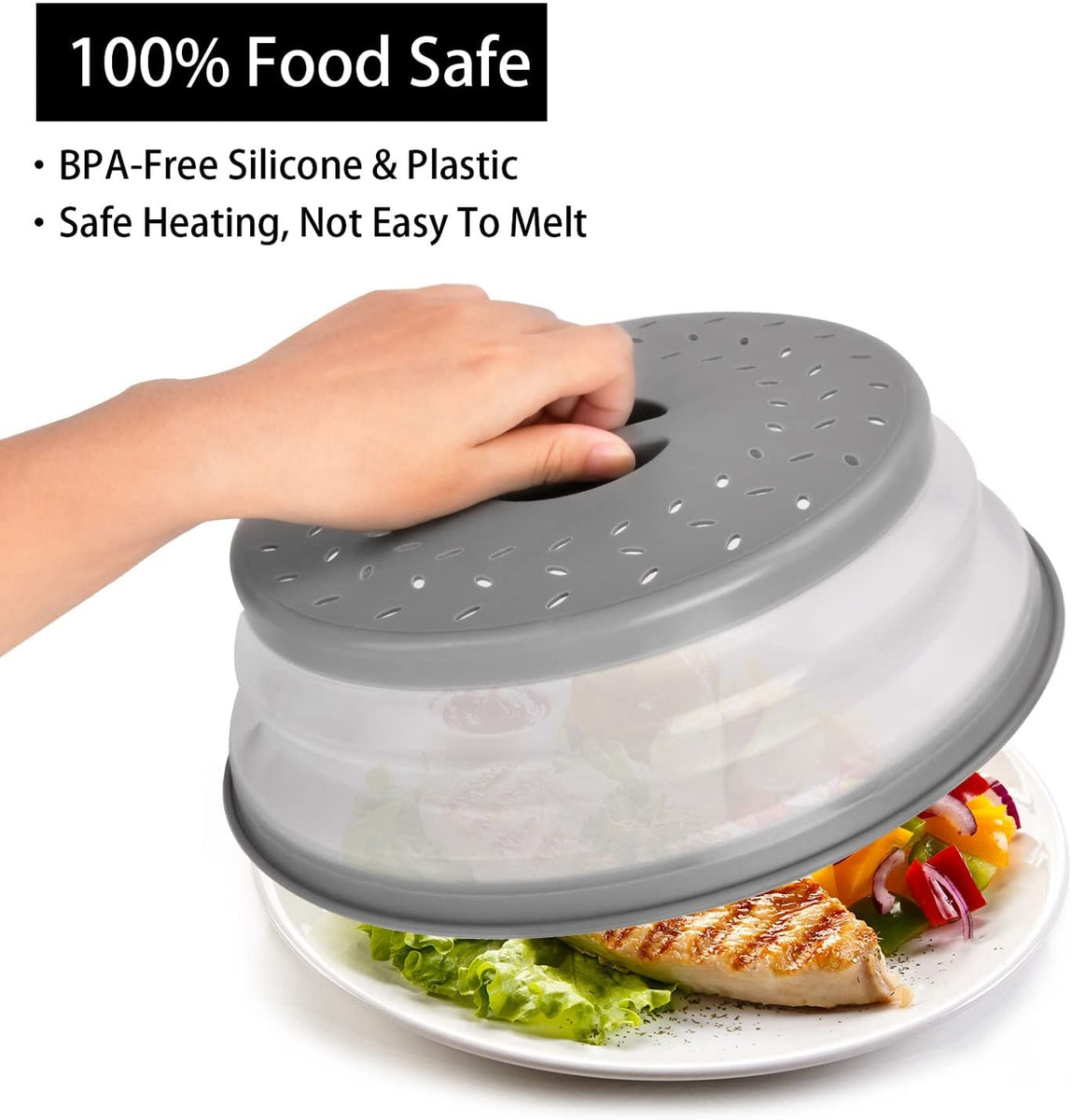 1pc Stackable pp silica gel Microwave Plate Cover - Vegetable