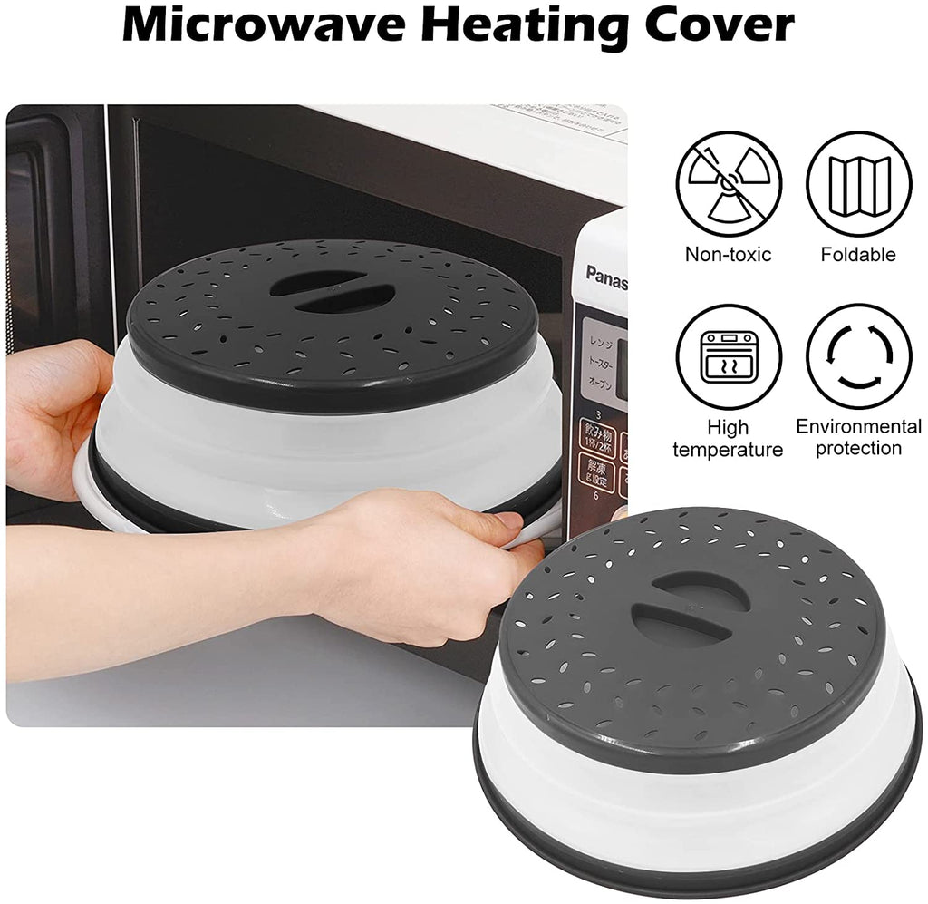 Collapsible Microwave Splatter Cover Vented Microwave Food Cover,Dishwasher  Safe,BPA-Free Silicone & Plastic,10.5 Inch 